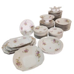 Limoges Albert Pillivuyt 82-Piece Porcelain Dinnerware Set, Violets