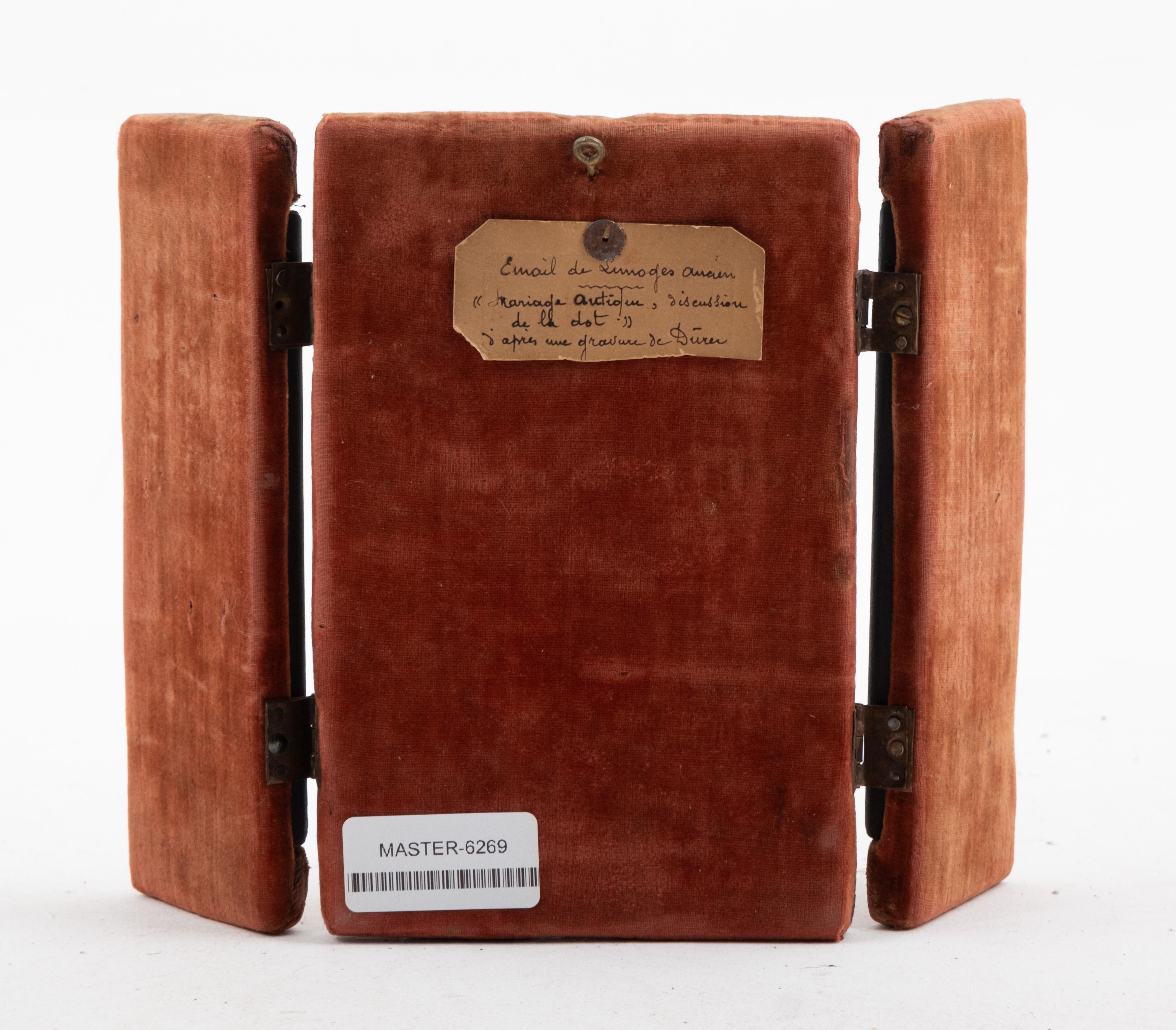 Antikes Triptychon aus Emaille auf Kupfer, Limoges im Zustand „Gut“ im Angebot in Kingston, NY