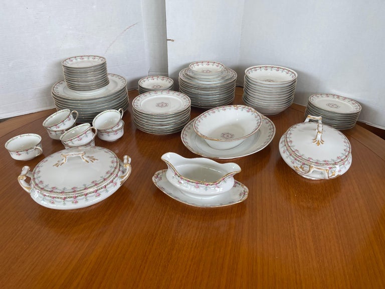 Large and exceptional matching set of Martial Redon for Limoges china service.
All pieces are signed and in great condition with no chips, cracks or flaws. There is enough for eight place settings plus extras as well as coveted serving pieces as