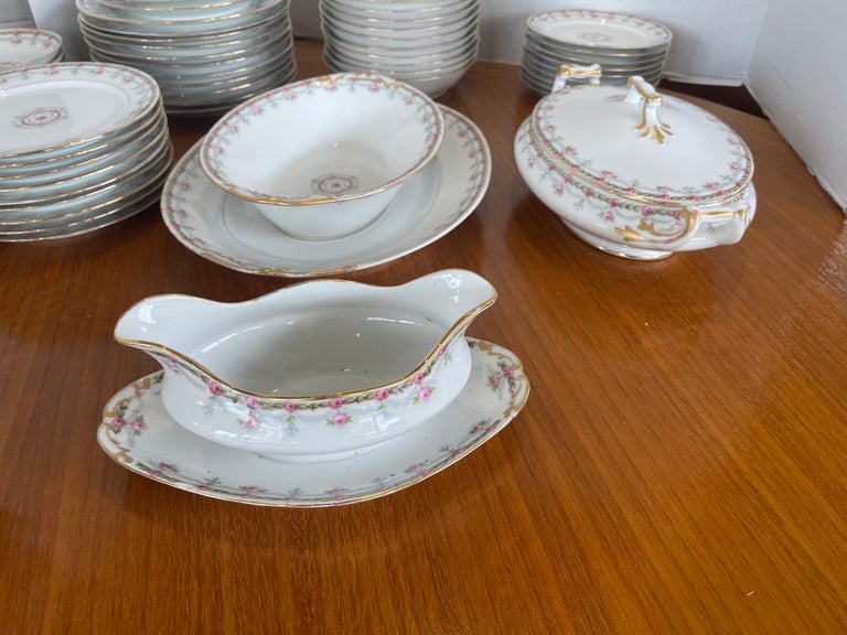 Limoges Antique Martial Redon China Service for Eight with Serving Pieces 85 Pcs For Sale 1