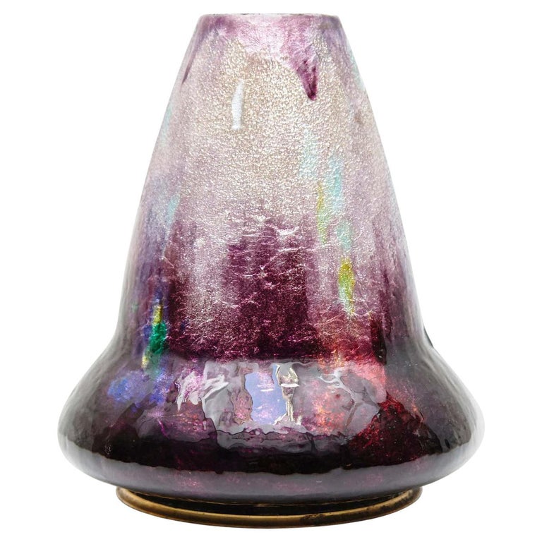 Limoges Art Deco Glass Vase by Alexandre Marty, circa 1920 For Sale at 1stDibs