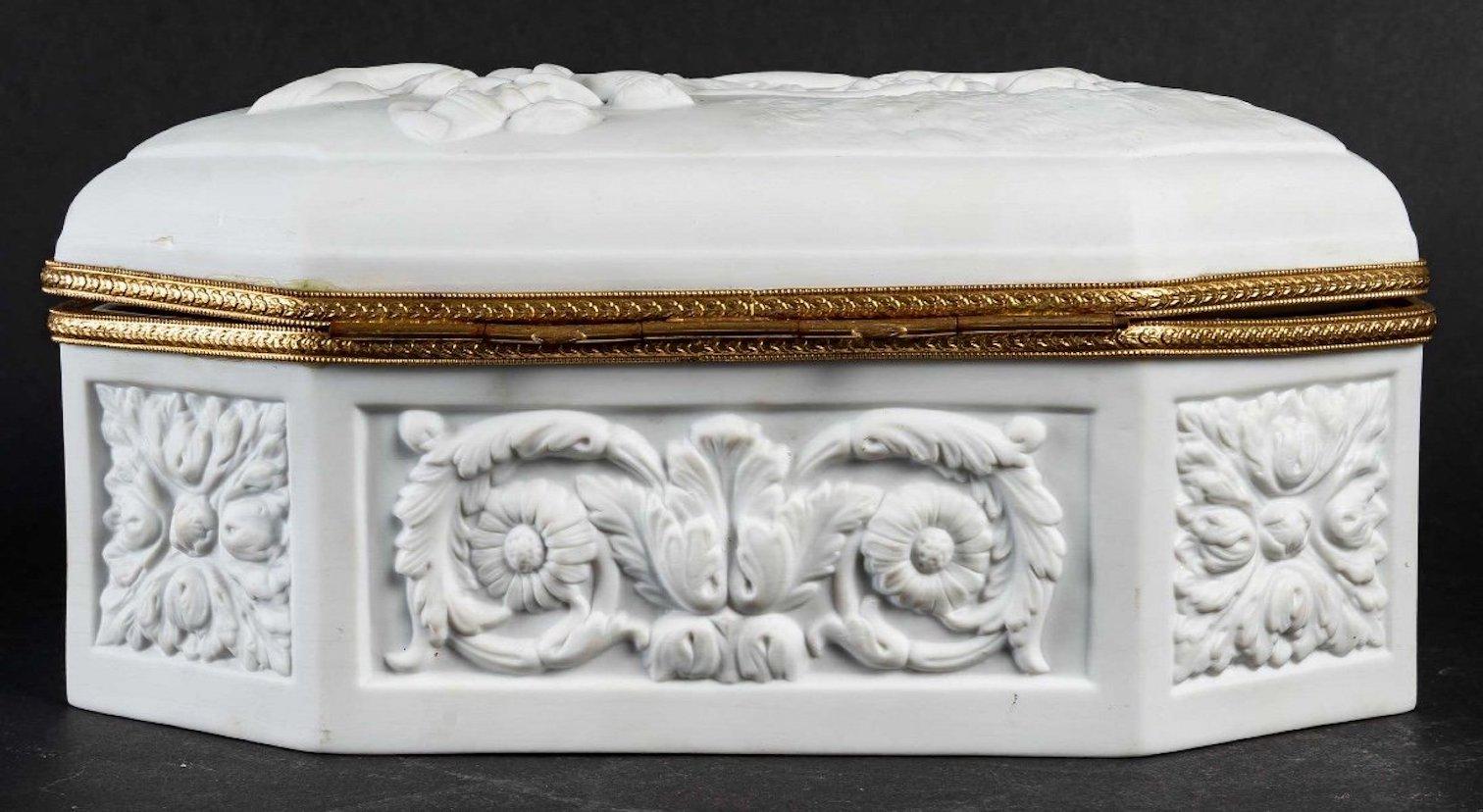 Porcelain Limoges Biscuit Jewelry Box End of XIXth Century