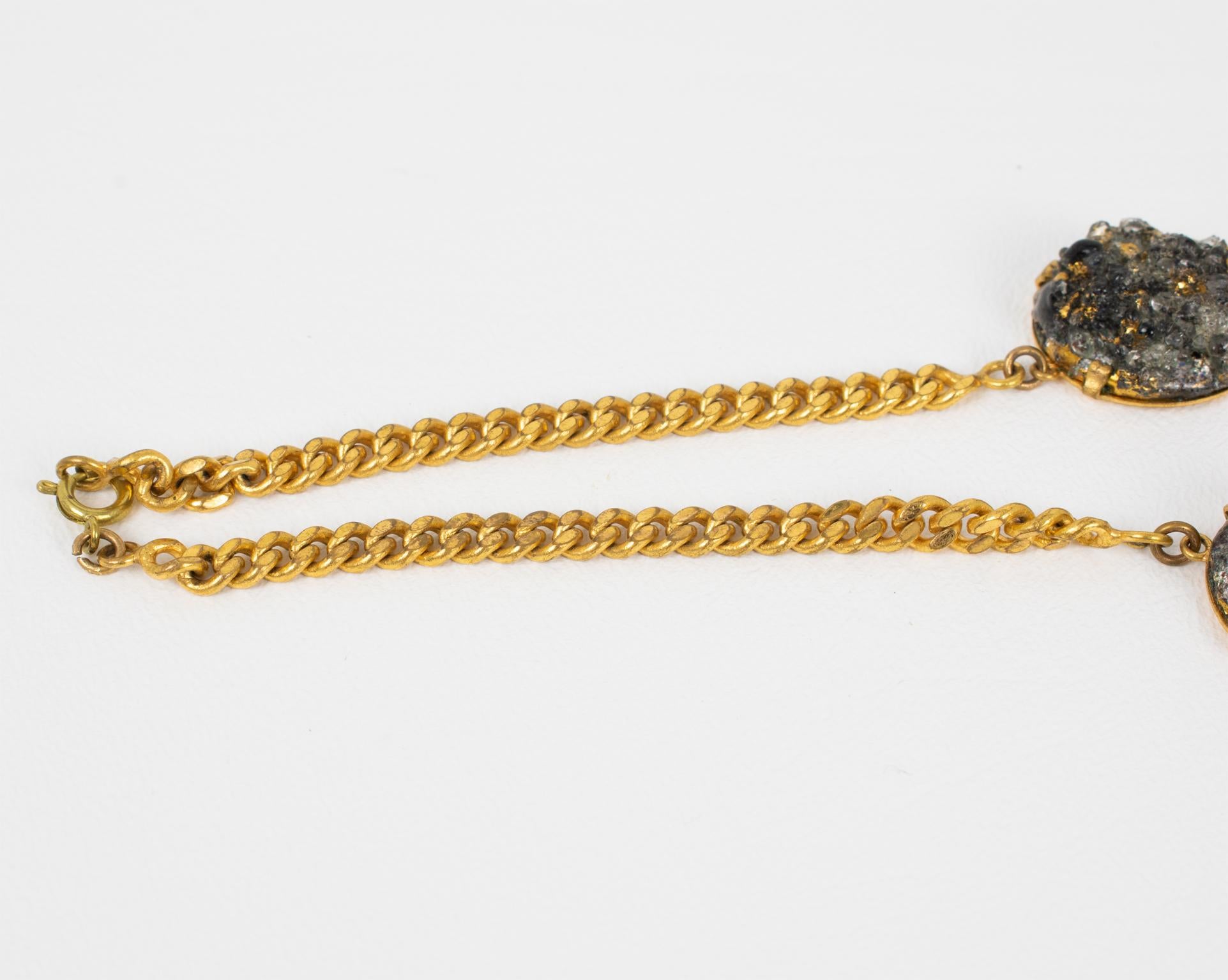 Collana a girocollo con smalto nero grigio e paté de verre di Limoges in vendita 3