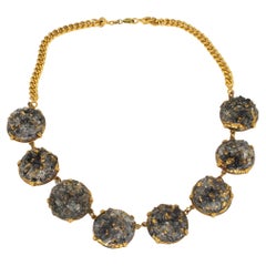 Collar Gargantilla Limoges Esmalte Gris Negro y Pate de Verre Link