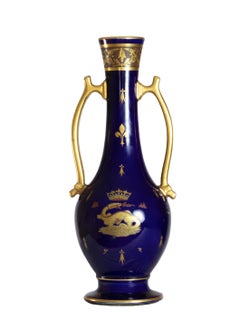 Limoges Blue Porcelain Vase, Salamander of Chambord, 1853