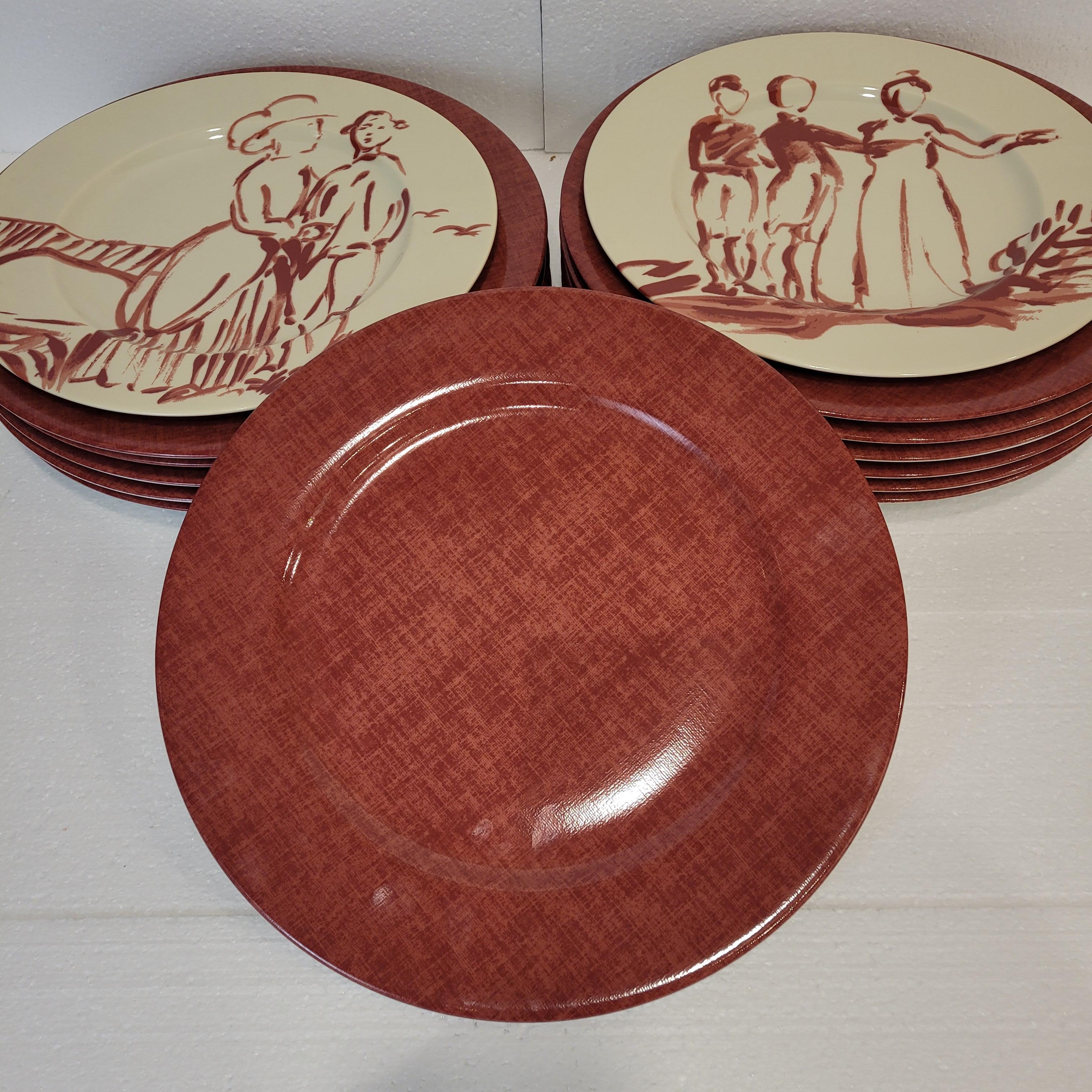 Limoges Burgund Les Toilés Porzellanunterteller, Patrick Frey im Angebot 13
