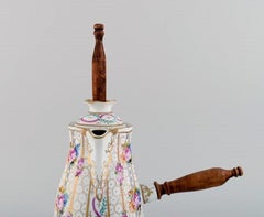 Limoges Chocolate Pot in Hand Painted Porcelain with Floral and Gold Decoration