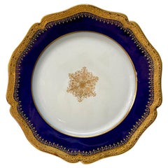 Limoges Cobalt and Gold Salad or Dessert Plates, Set of 12