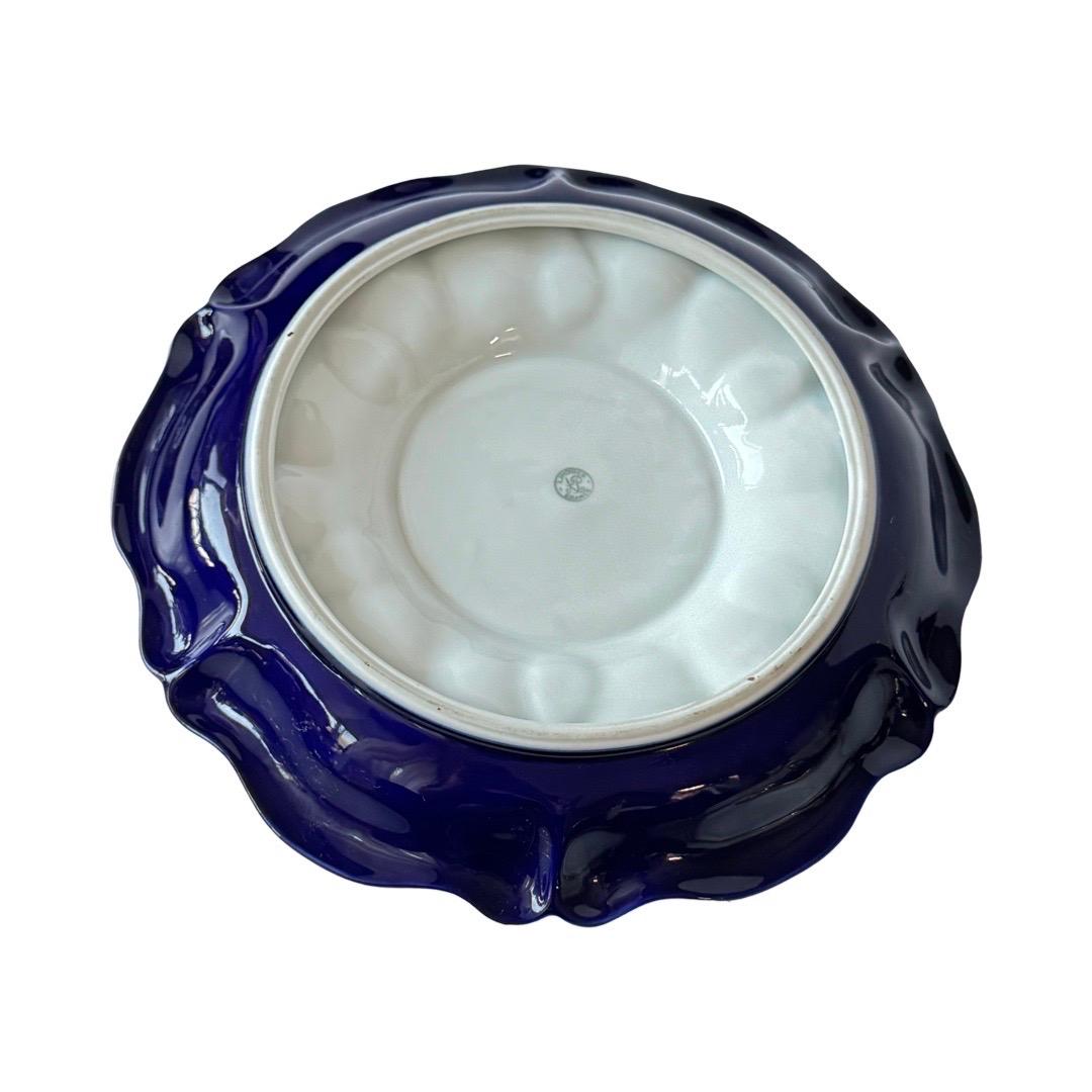 Limoges Cobalt Blue and Gold Hand-Painted Sauce Dish with Tray For Sale 3