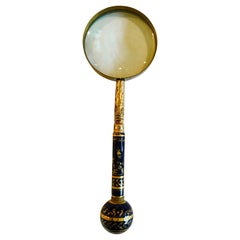 Antique Limoges Cobalt Gold Encrusted Library Magnifying Glass
