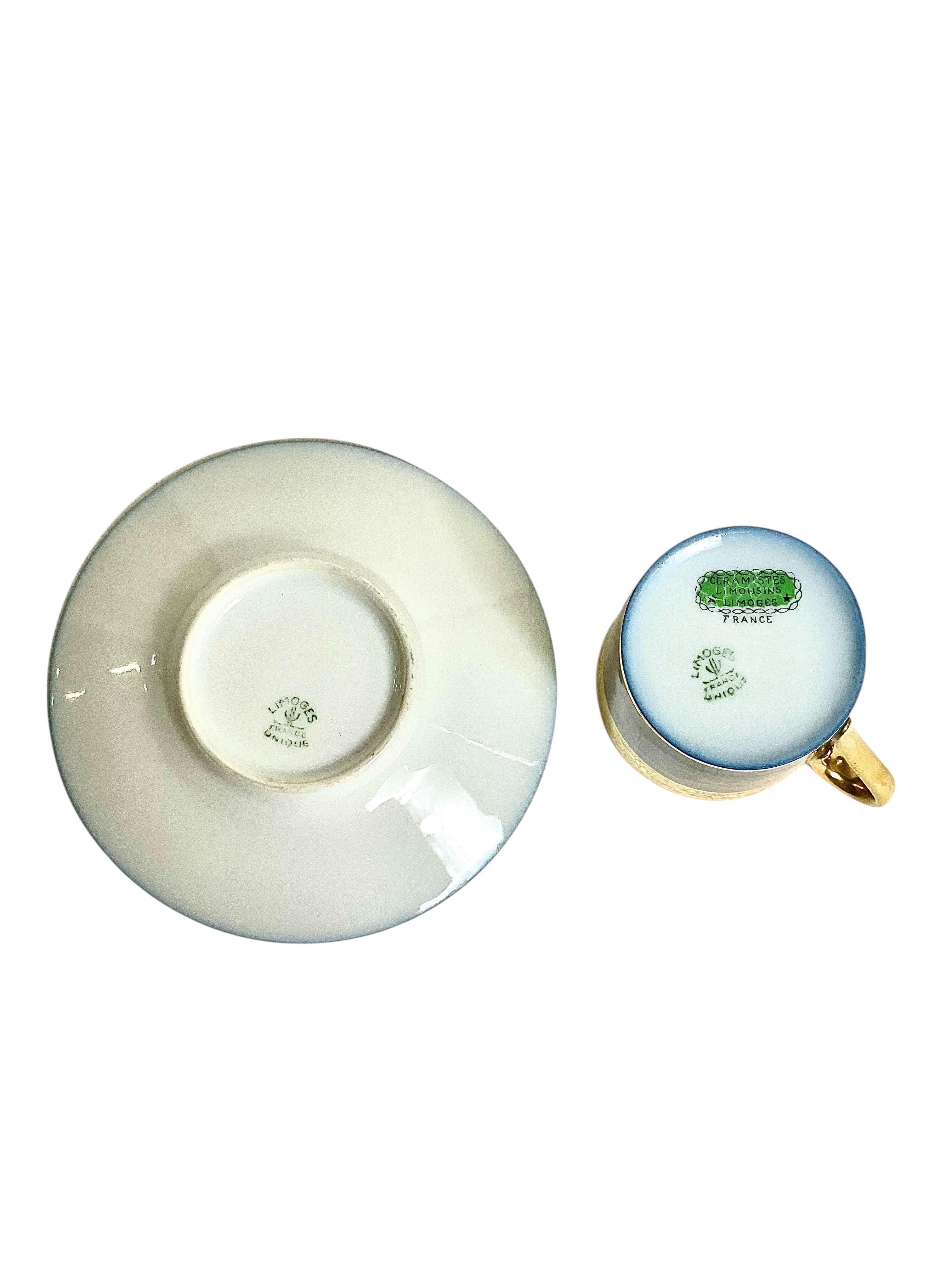 Limoges Kaffeeservice für 12 Personen in Blau und Gold, Anfang 20. im Angebot 2