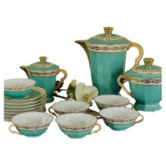 Limoges Coffee Tea Service Yolande Manin 6 People 20th Century