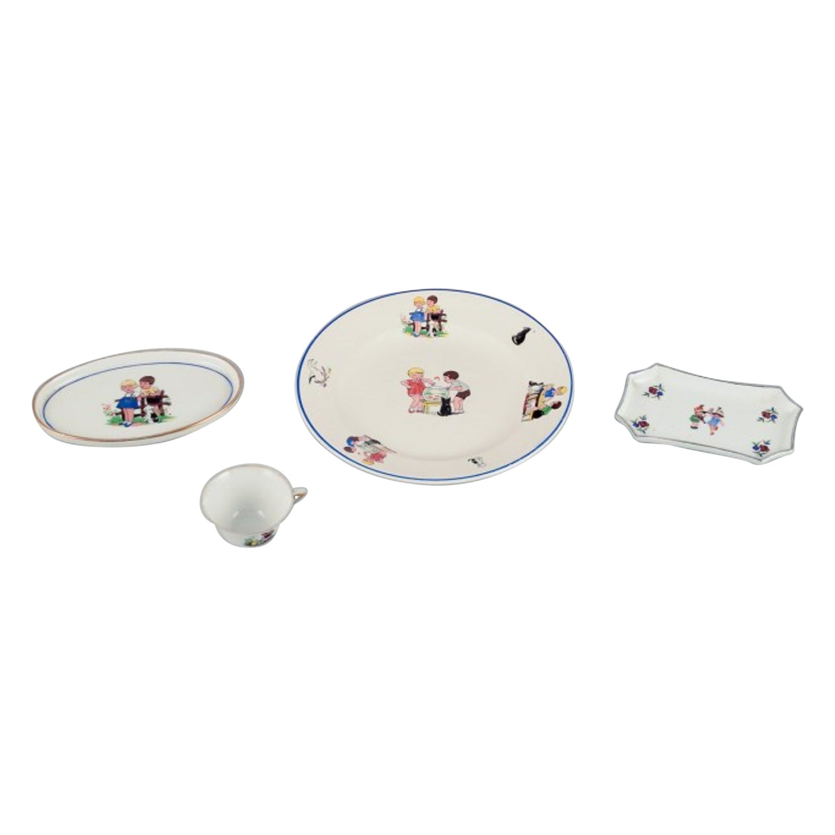 Limoges, Digoin & Sarreguemines, France. Children's porcelain dinnerware.