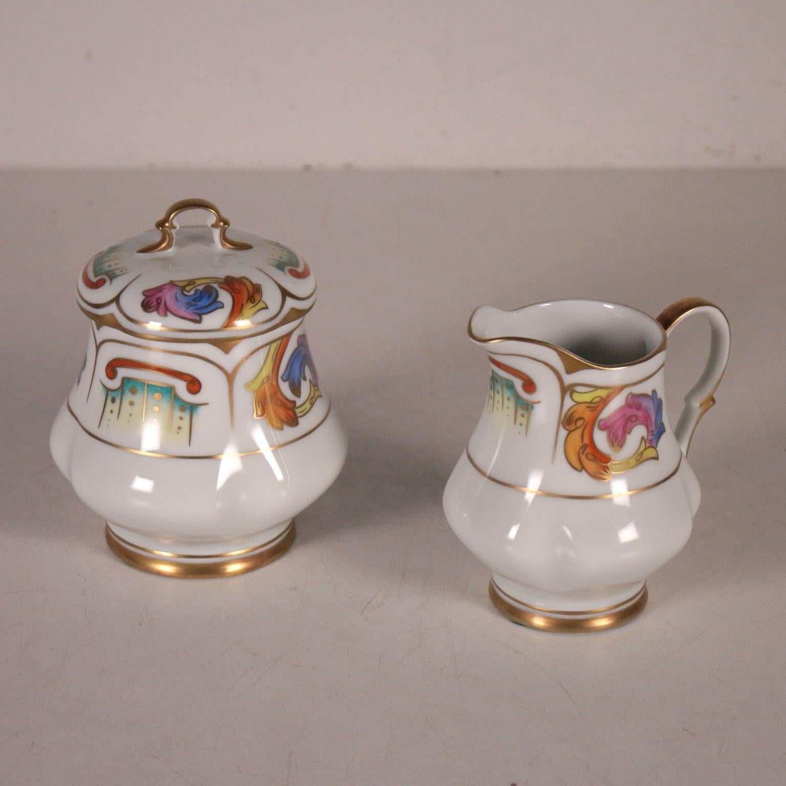 French Limoges Dishes, Tea, Coffee Service, Porcelain, France, 20th Century