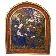 Placca in smalto di Limoges raffigurante l'adorazione dei Magi, Francia, inizio XVI secolo.