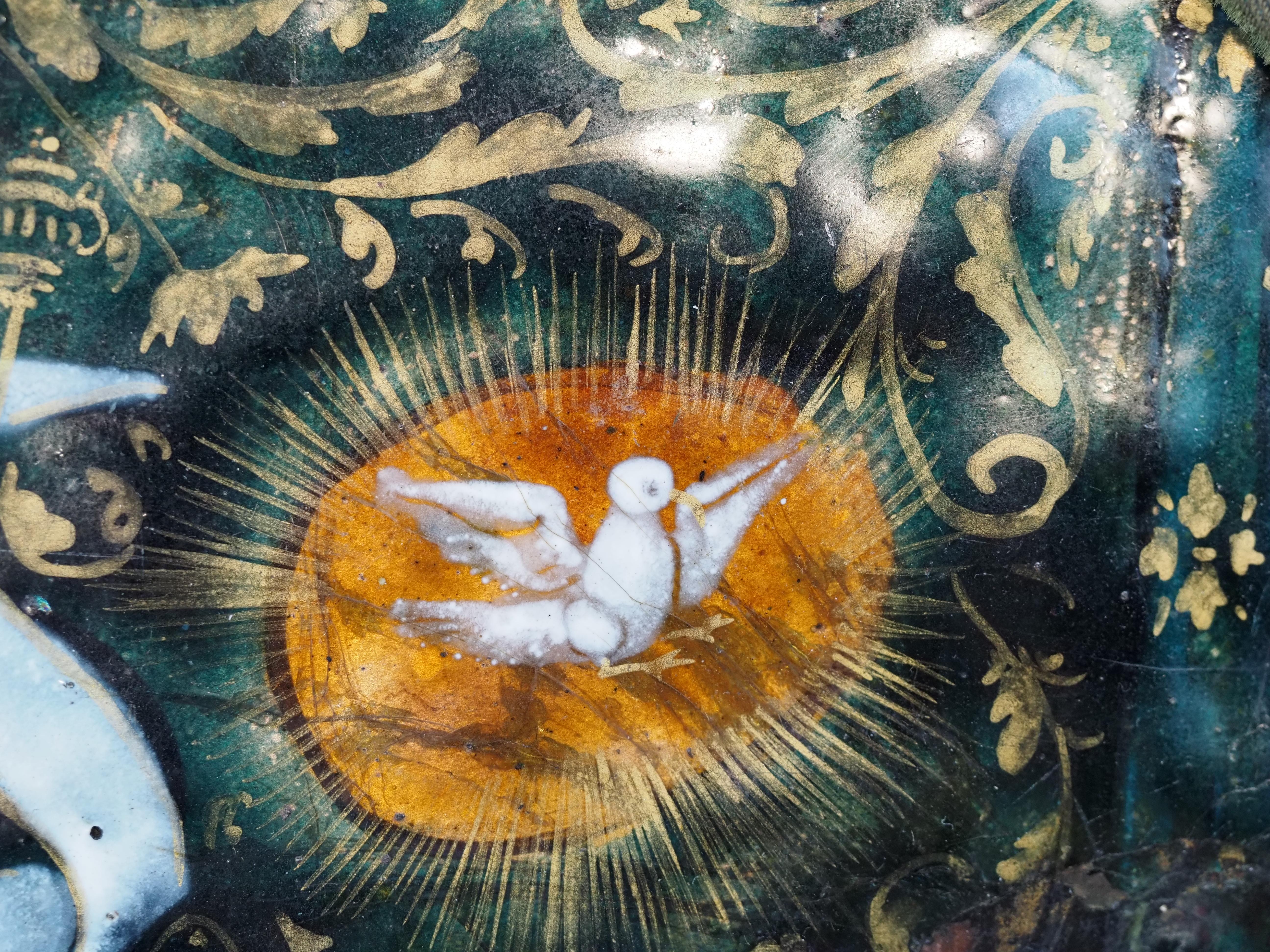 Cuivre Plaque en émail de Limoges représentant l'annonciation, 16e siècle en vente