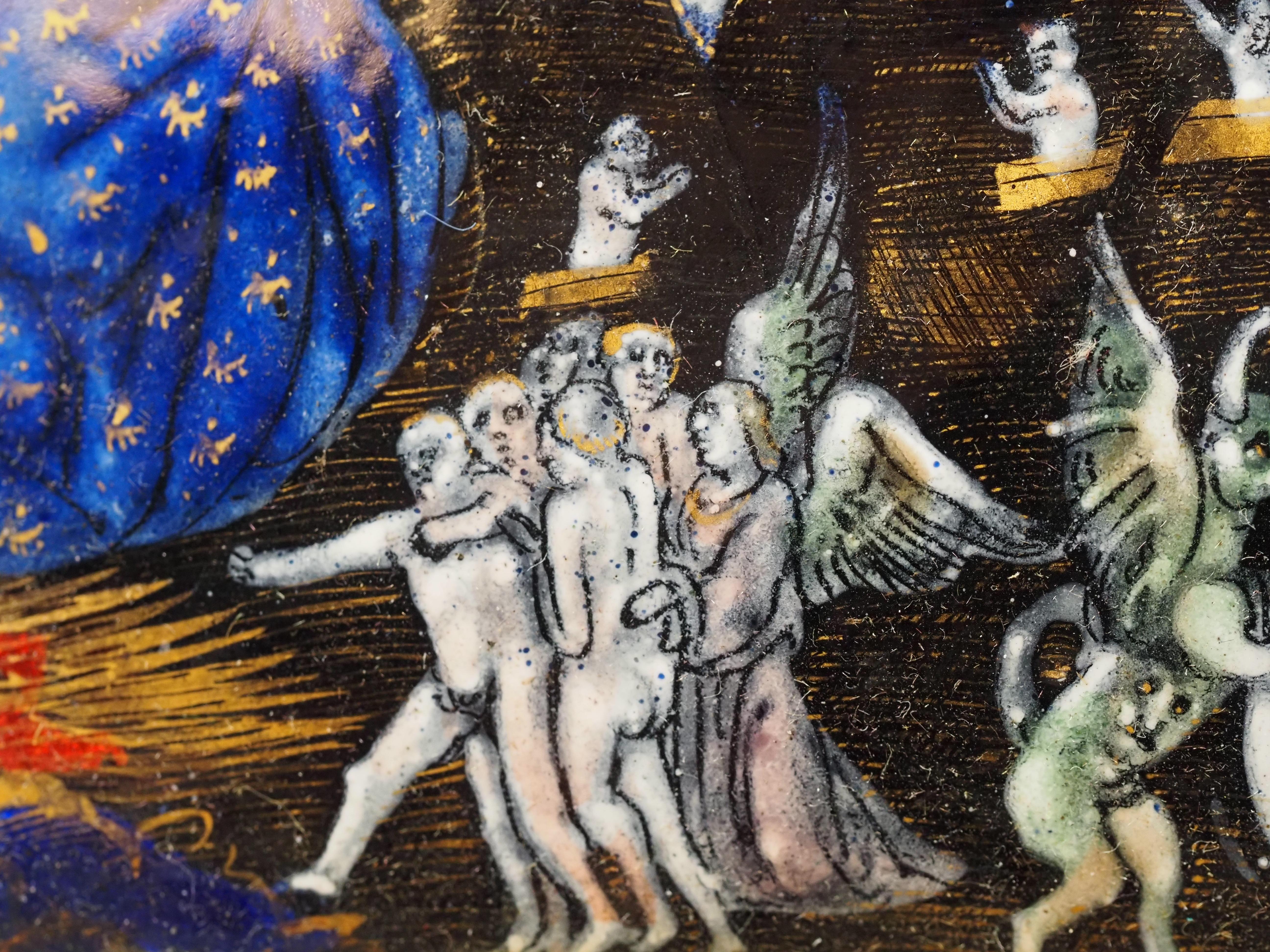 Plaque en émail de Limoges représentant le Dernier Judgement, France, milieu du 16e siècle en vente 1