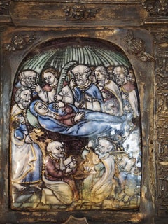 Limoges enamel plaque the Assumption of Mary, silver frame. France, around 1600