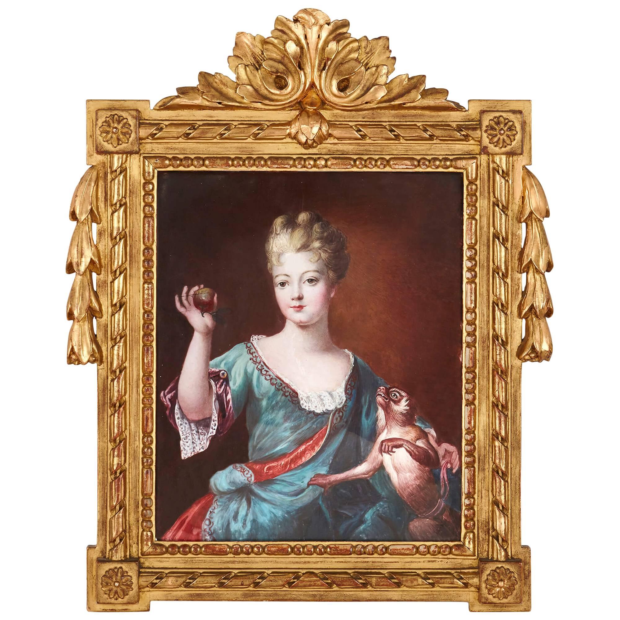 Limoges Enamel Portrait Plaque of Marie-Anne of Bourbon