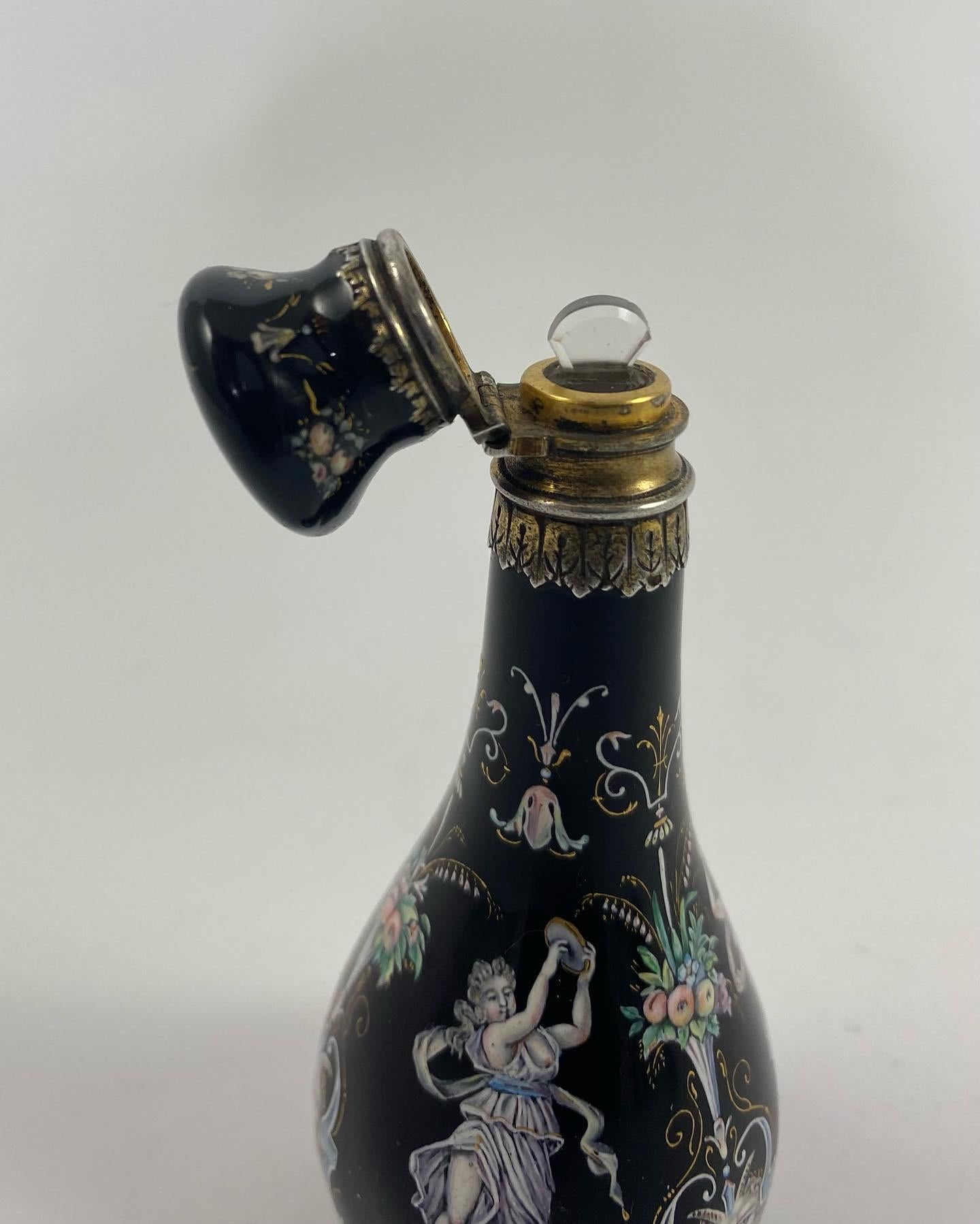 Limoges Enamel Scent Bottle, Silver Mounts, c. 1880 3