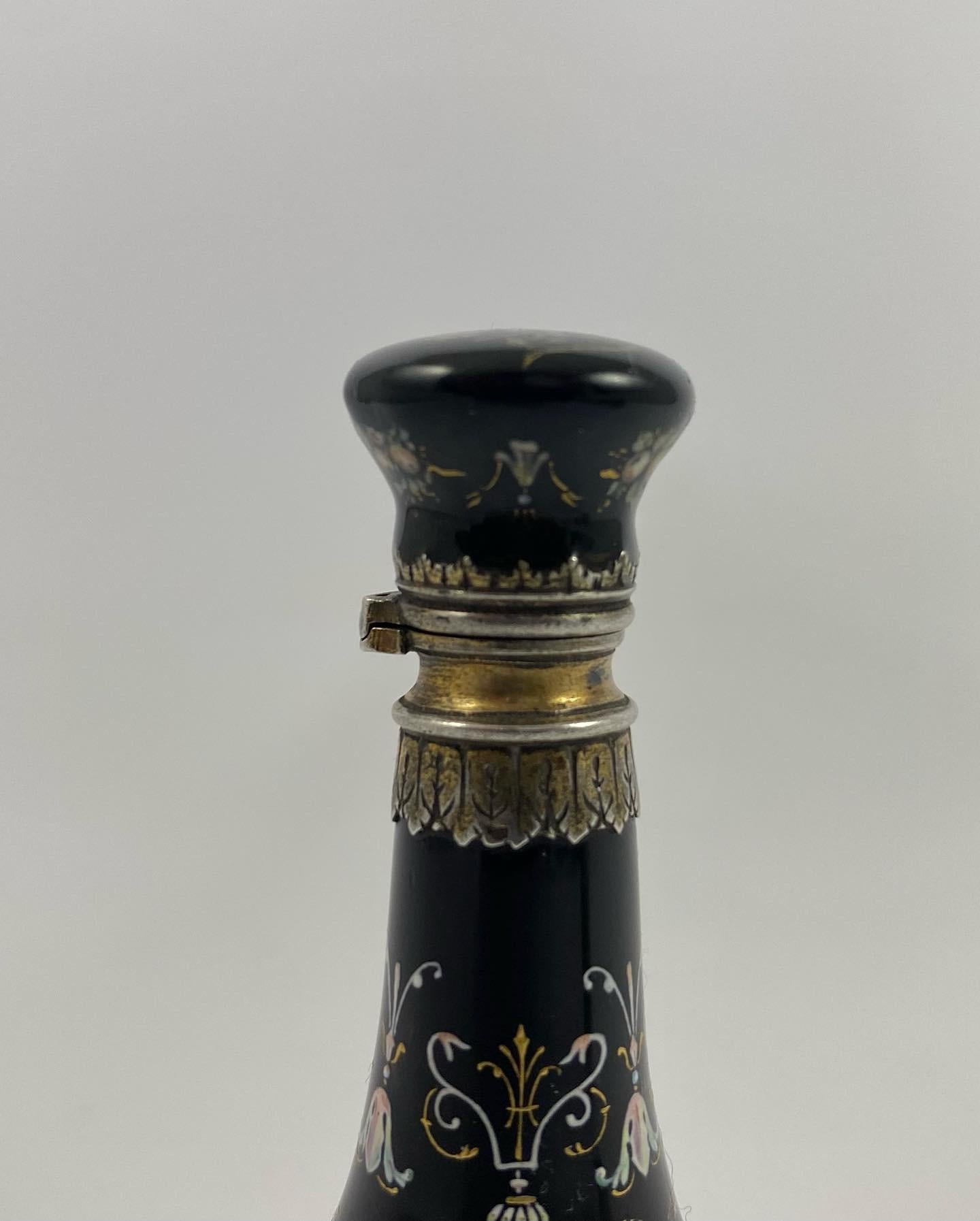 Limoges Enamel Scent Bottle, Silver Mounts, c. 1880 1