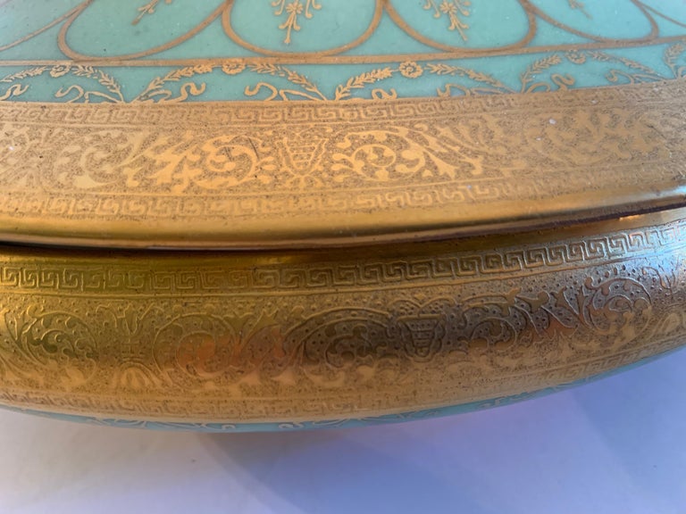 Limoges Fine Porcelain Dinnerware Covered Oval Soup Tureen Rare Green