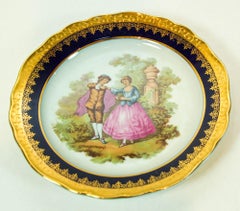 Limoges Fine Porcelain Plate Hand Painted with French Fragonard Romantic Scene