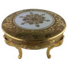 Limoges Footed Gold Trim Trinket or Jewelry Box, Descotte Reboisson & Barranger