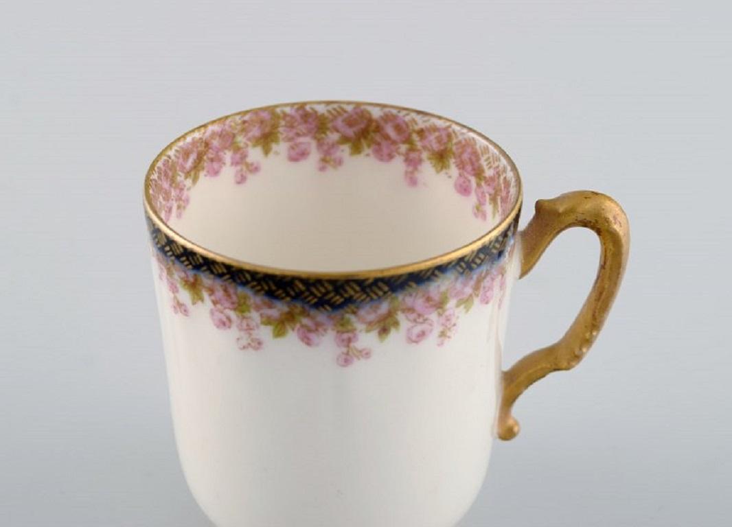 French Limoges, France, 10 Mocha Cups with Saucers in Hand-Painted Porcelain For Sale