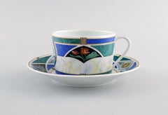 Limoges France. 3 Christian Dior "Dioricis" Anniversary Coffee Cups with Saucers