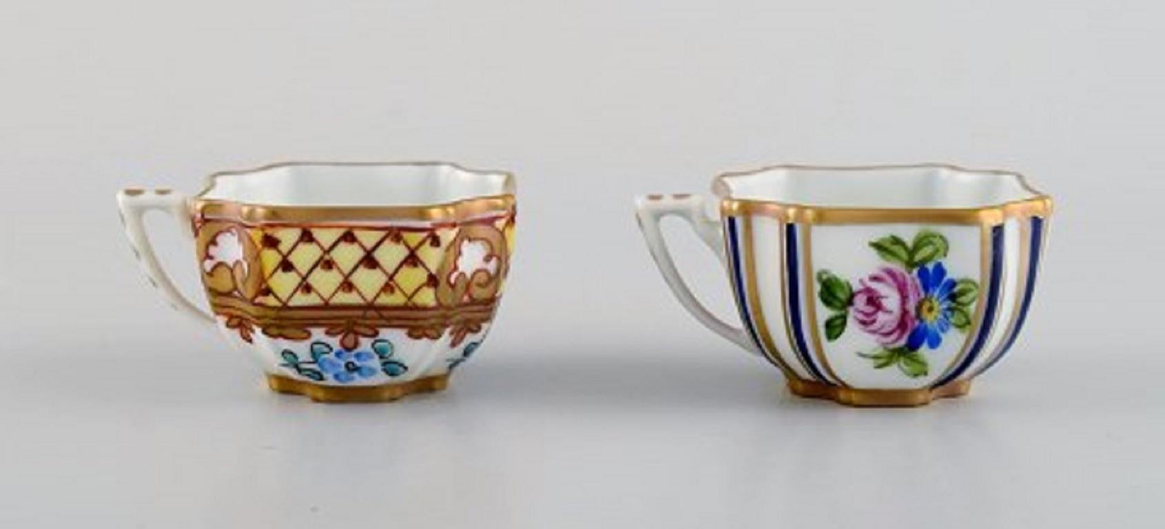 French Limoges, France and Royal Doulton, England, Six Porcelain Mocha Cups