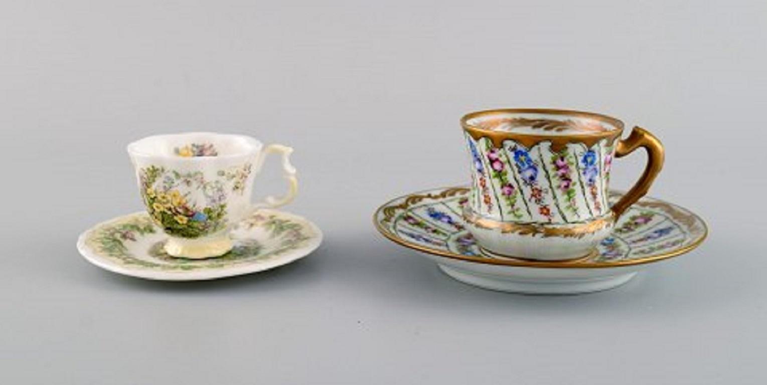 Limoges, France and Royal Doulton, England, Six Porcelain Mocha Cups In Excellent Condition In Copenhagen, DK