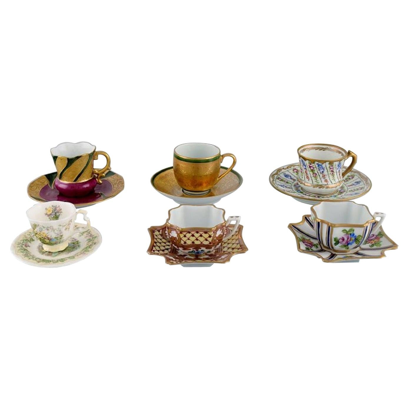 Limoges, France and Royal Doulton, England, Six Porcelain Mocha Cups