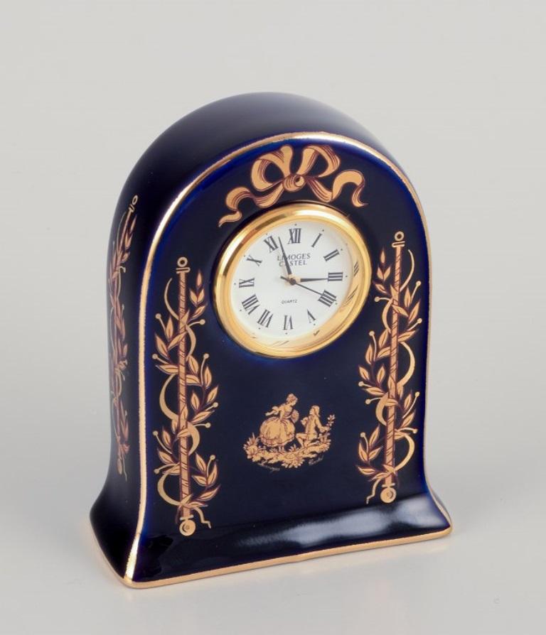 Smaltato Limoges, Francia. Orologio e oggetto decorativo in porcellana.