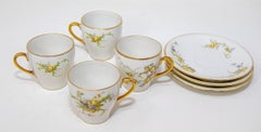 Service à thé et soucoupes Demitasse de Limoges France en porcelaine 1930