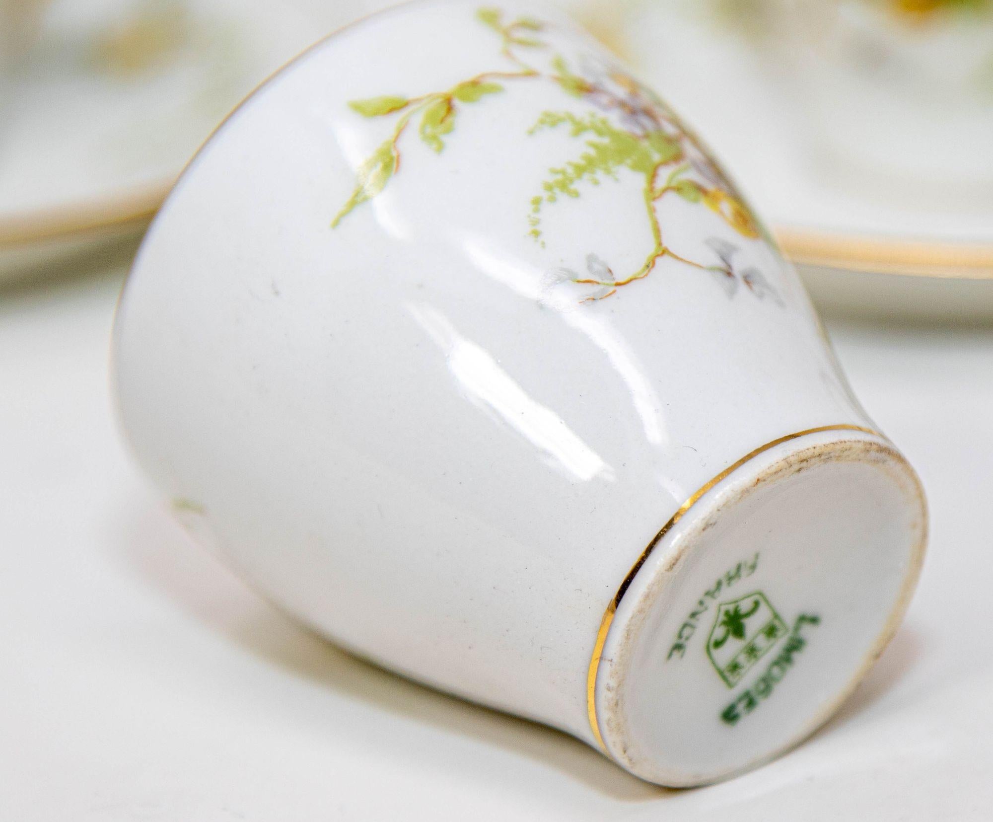 Limoges Francia Juego de taza y platillos de té Demitasse Porcelana 1930 Francés en venta