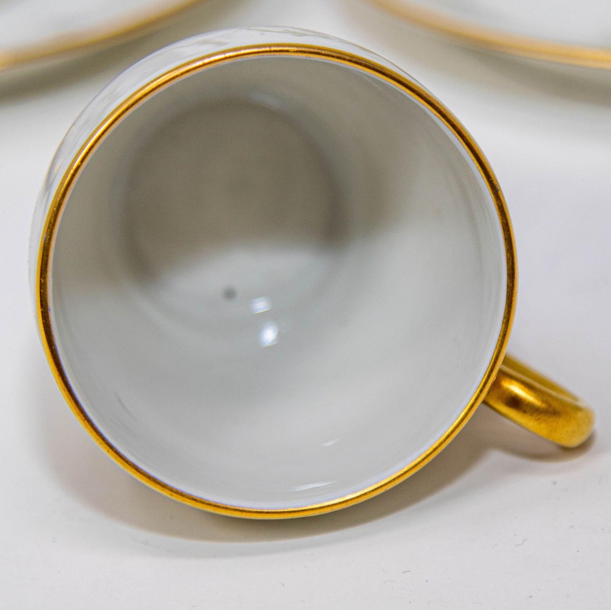 Limoges Francia Juego de taza y platillos de té Demitasse Porcelana 1930 siglo XX en venta
