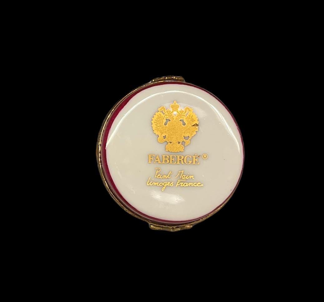 Hand-Painted Limoges France Faberge Porcelain Rose Bud Trinket Box