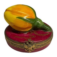 Limoges France Faberge Porcelain Rose Bud Trinket Box