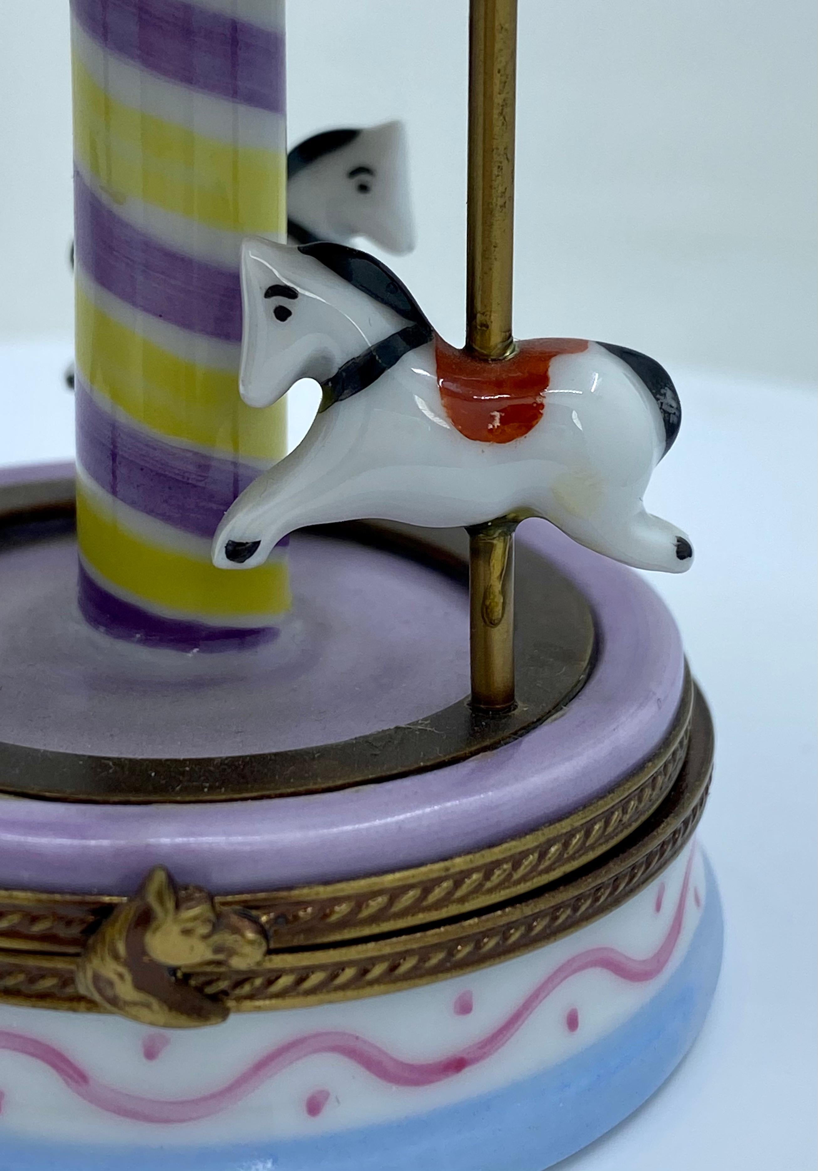 Limoges France Hand Painted Porcelain Manege Merry Go Round Carousel Trinket Box 2