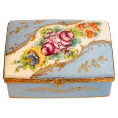 Vintage Limoges Hand Painted Porcelain Trinket Box, Artisan Style