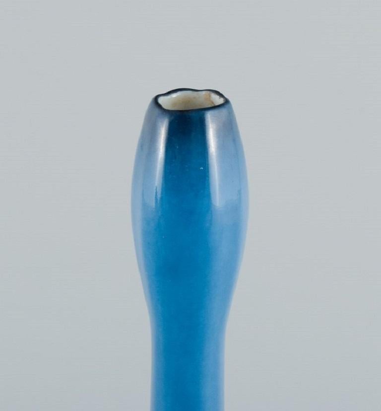 Art Deco Limoges, France, Hand-Painted Porcelain Vase in Turquoise. Ca 1930s For Sale