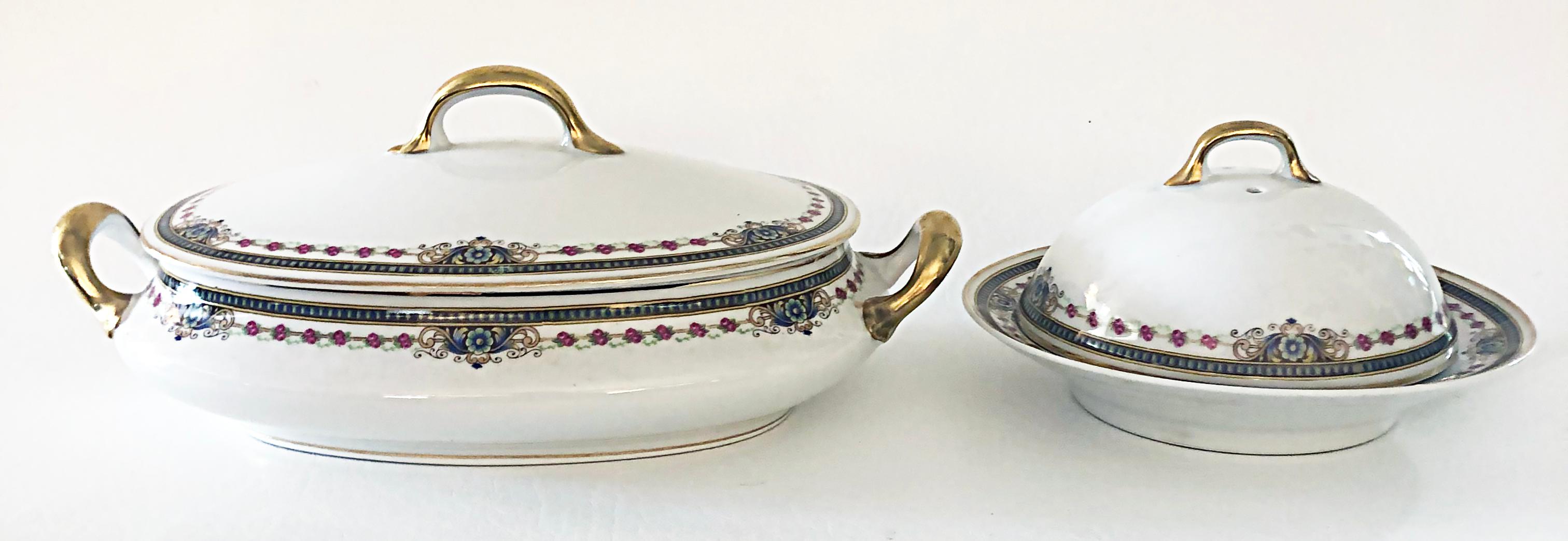 French Limoges France L. Bernardaud Porcelain Tureen & Cheese Keep with Covers For Sale