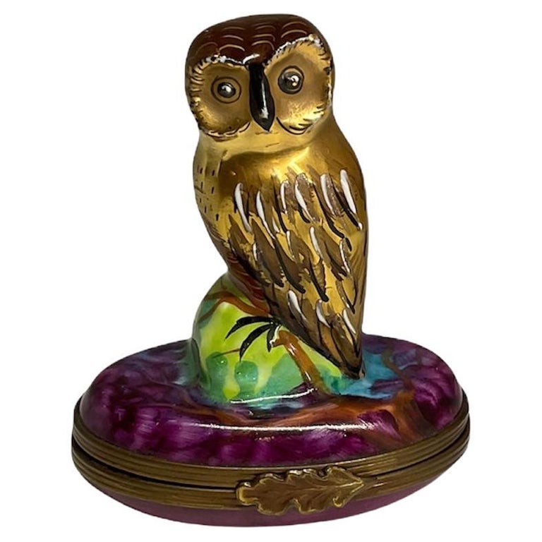 Limoges France Owl Trinket Box at 1stDibs limoges owl boxes