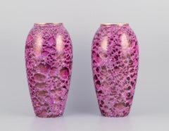 Limoges, France. Pair of large Art Deco porcelain vases. 1930s/40s