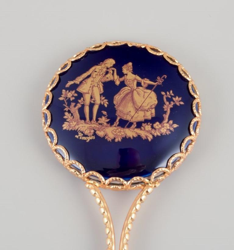 Limoges, France. Porcelain perfume atomizer and makeup mirror. 1