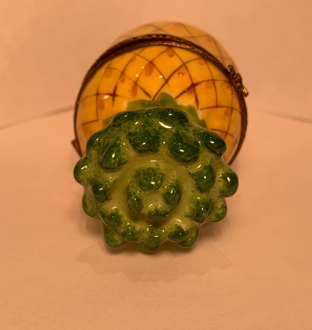 French Limoges France Porcelain Pineapple Symbol of Hospitality Trinket Box