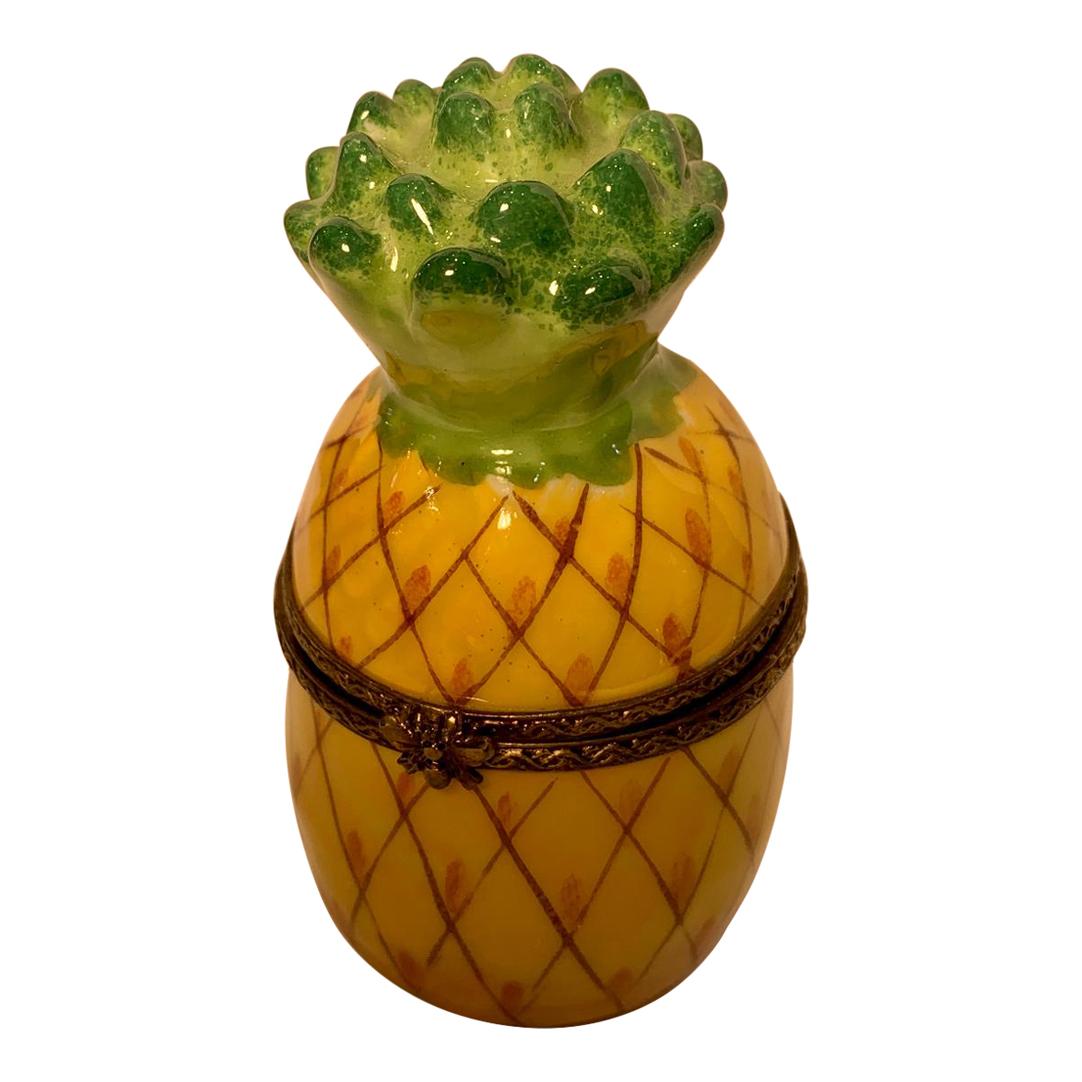 Limoges France Porcelain Pineapple Symbol of Hospitality Trinket Box