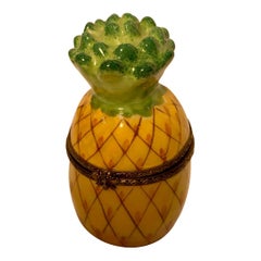 Retro Limoges France Porcelain Pineapple Symbol of Hospitality Trinket Box
