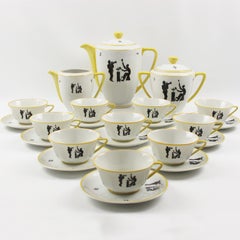 Limoges France Porcelain Tea Coffee Set Jazz Band Design, 1960s